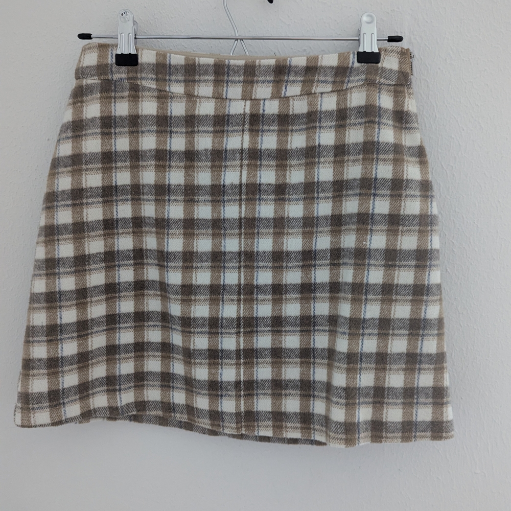 Lulu's White and Brown Mini Skirt